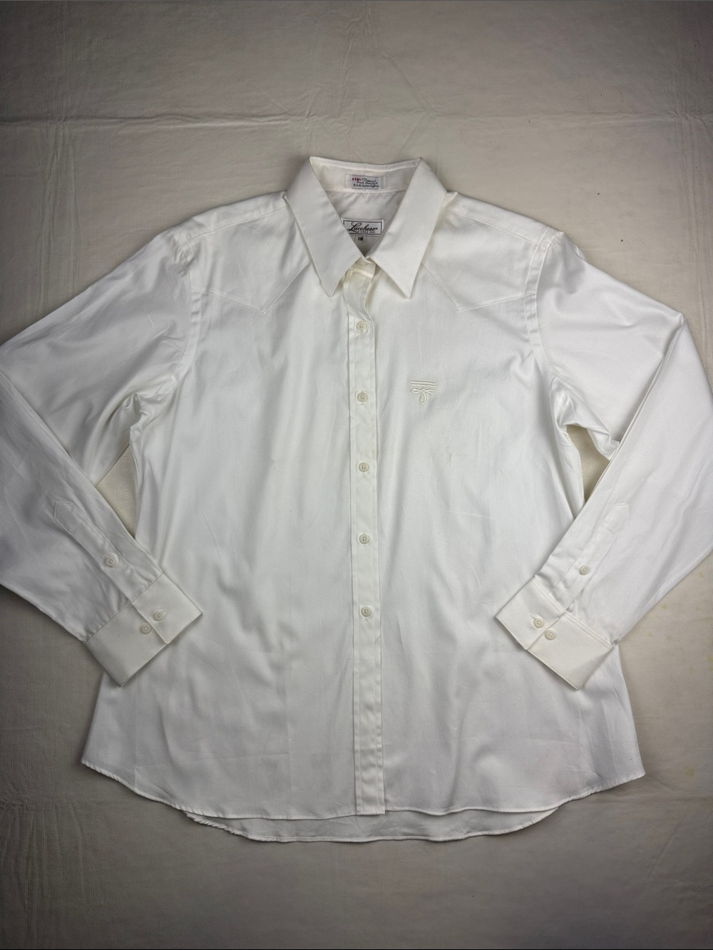 Lucchese White Long-Sleeve Dress Shirt Tailored Western Yoke Size 16